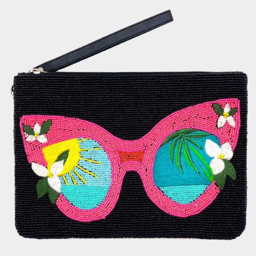 Seed Beaded Sunglasses Clutch Bag